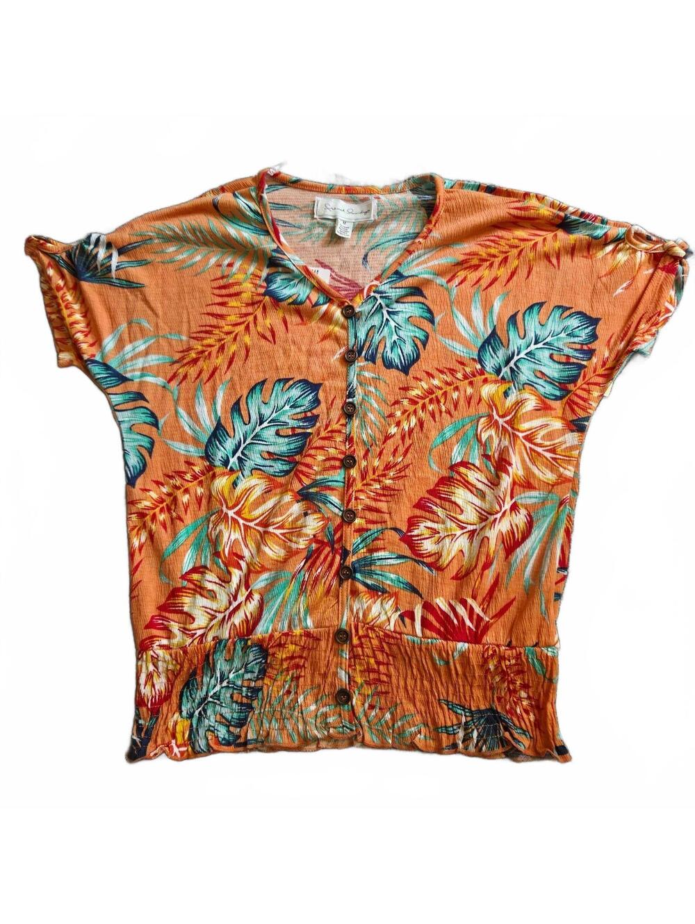 French Laundry Tropical Print Button-Up Top Size M